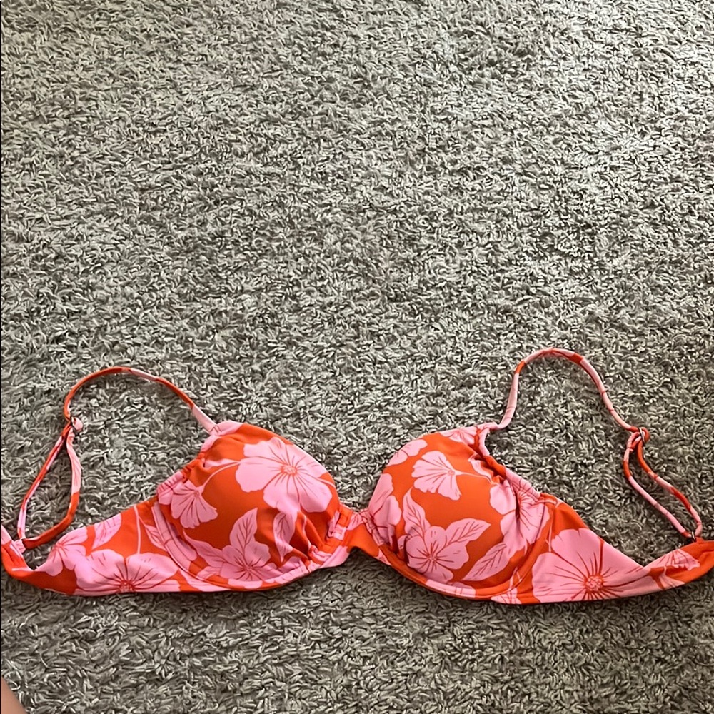 Wild Fable Orange and Pink Floral Bikini Top